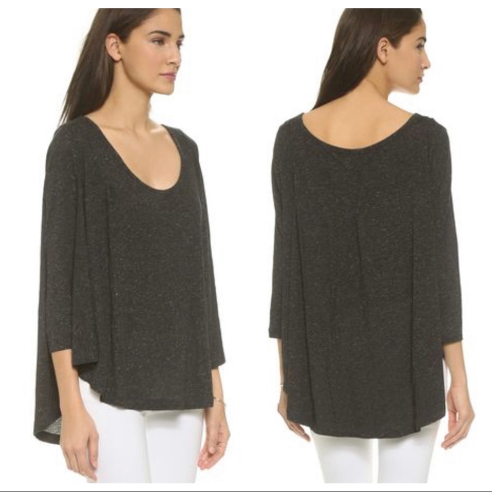 Free People tambourine flax jersey grey round hem tee shirt
